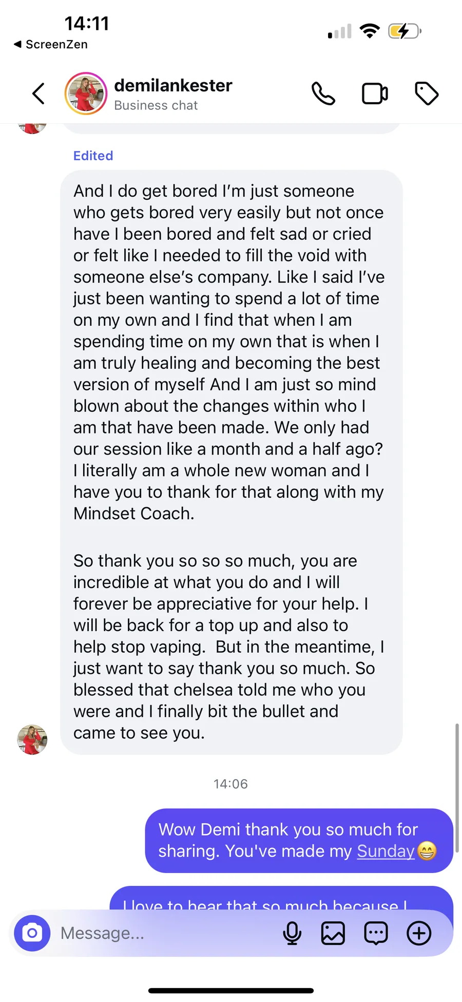 Message from Demi L. @demilankester