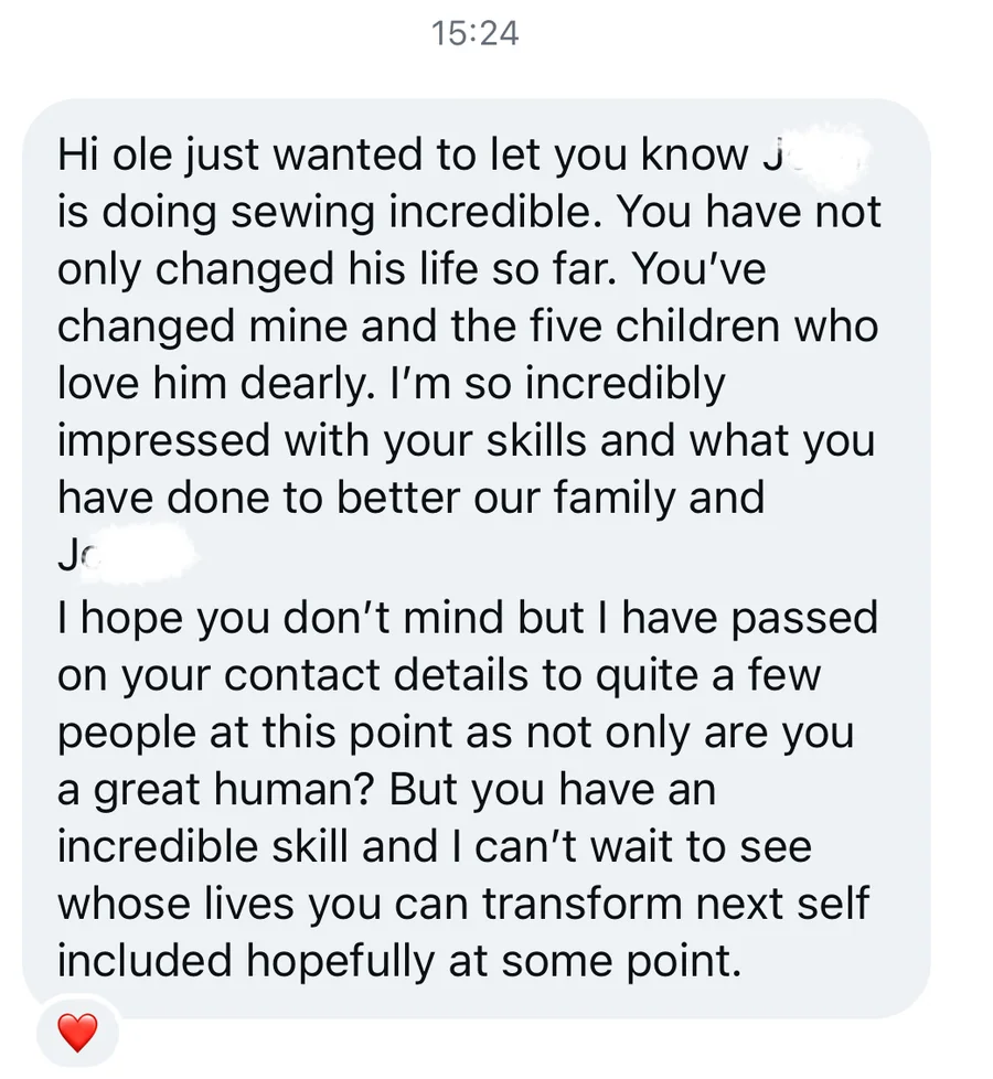 Message from Client's partner